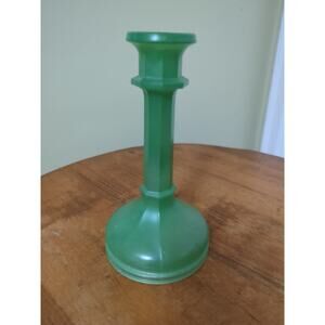 Lancaster Glass Vintage #85 Single Green Candlestick 7"